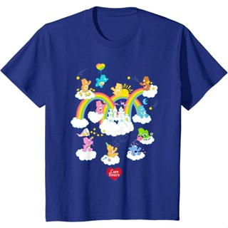 【ใหม่】ผ้าฝ้ายคอกลมเสื้อยืดคอกลม แขนสั้น ผ้าฝ้าย 100% พิมพ์ลาย Care Bears in the Clouds สําหรับเด็กfrom S-4XL