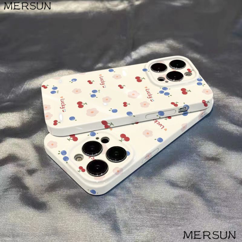🔹เคสโทรศัพท์มือถือแบบแข็ง ลายดอกไม้ เชอร์รี่ สําหรับ Iphone 8 1314pro 1211 xsmax max 1Q28