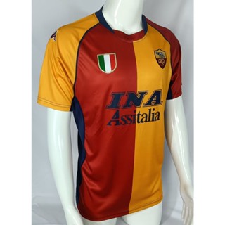 เสื้อกีฬาแขนสั้น ลายทีมชาติฟุตบอล Roma UEFA Champions League Edition 01-02 แนวเรโทร แห้งเร็ว สําหรับผู้ชาย และผู้ใหญ่ ไซซ์ S-XXL