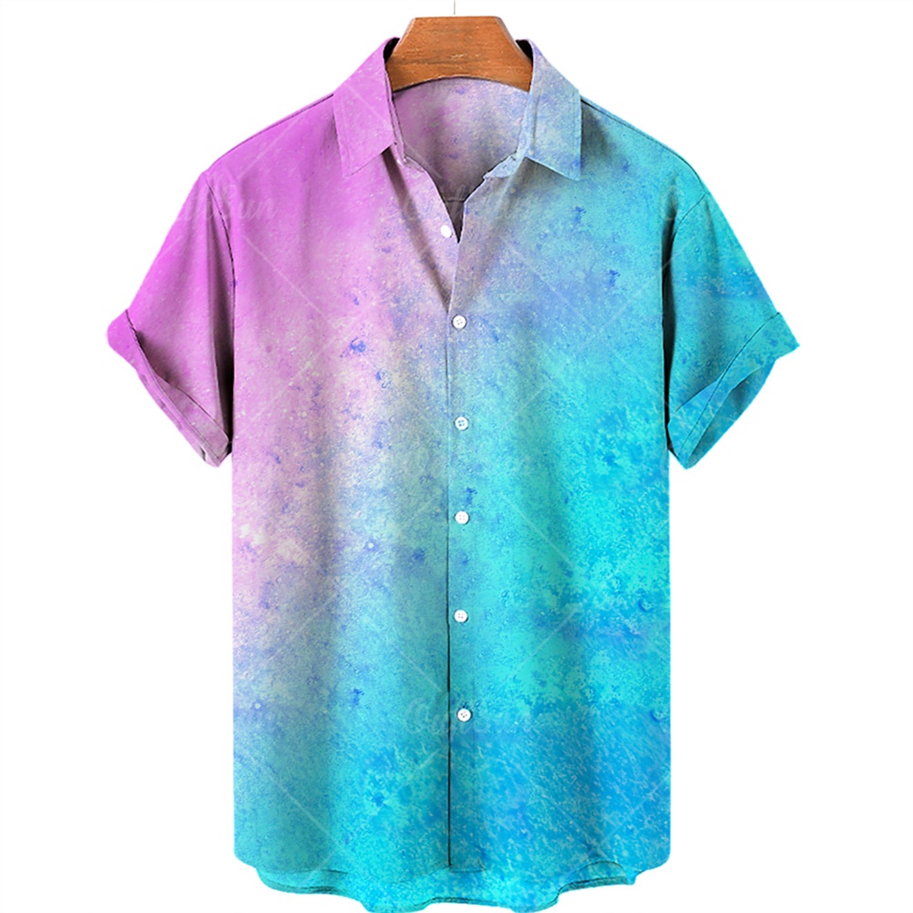 เสื้อเชิ้ตแขนสั้น คอปก สวมใส่สบาย ไล่โทนสี ทําความสะอาดง่าย สําหรับผู้ชาย