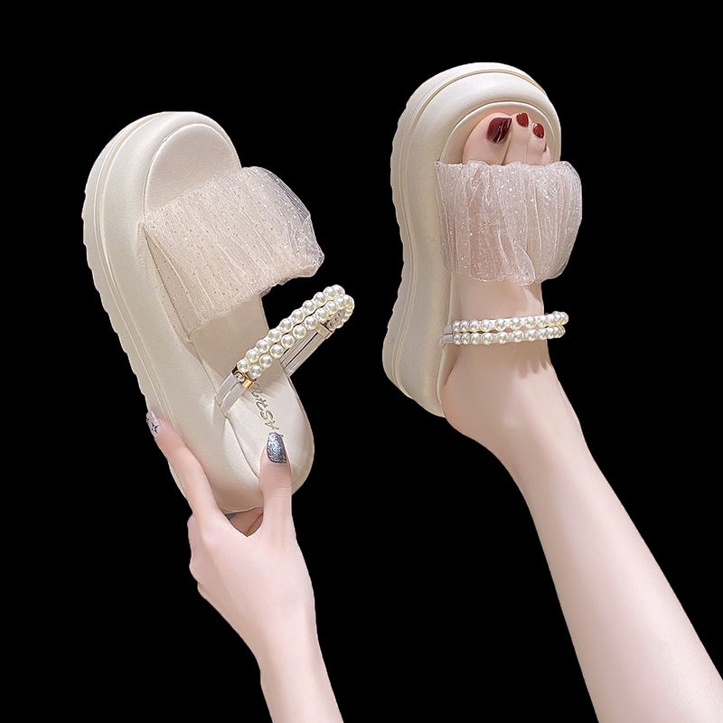 รองเท้าแตะแฟชั่น, รองเท้าแตะส้นเตารีด,Nacre Sandals ,ส้นสูง 5 ซม สวย ใส่สบายมากต้องตำน๊าา