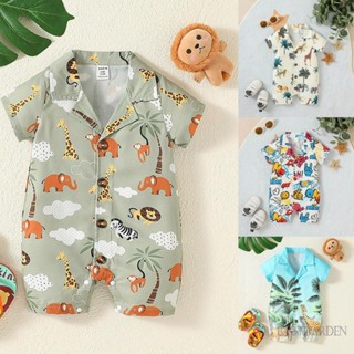 Babygarden- ชุดจั๊มสูท แขนสั้น ลําลอง ติดกระดุม คอปก แฟชั่นฤดูร้อน สําหรับเด็กทารกผู้ชาย