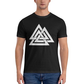 เสื้อยืด ผ้าฝ้าย พิมพ์ลายสัญลักษณ์ Valknut Pagan Viking Asatru Odin Thor แฟชั่นวินเทจ