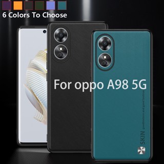 เคสโทรศัพท์หนัง TPU นิ่ม กันกระแทก สีพื้น สําหรับ OPPO A98 5G OPPOA98 A 98 OPPOA985G