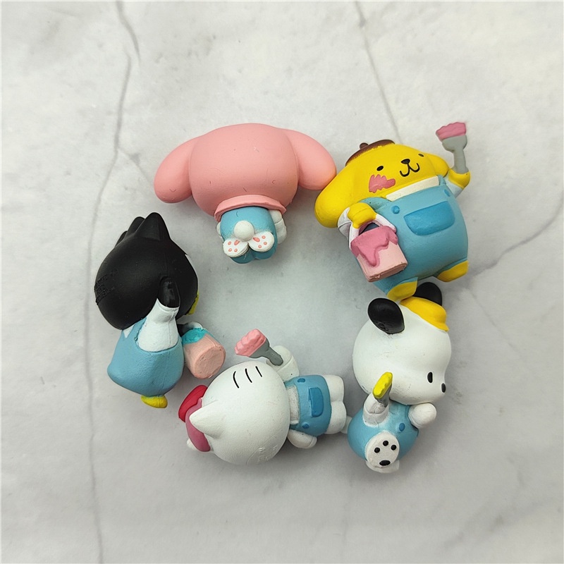LF1 5pcs Sanrio จิตรกร Series Action Figure Melody Kitty Purin Pachacco XO ตุ๊กตาของเล่นสําหรับของขวัญเด็กตุ๊กตา FL1 - รูปที่ 6
