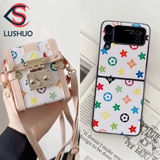 Lushuo เคสโทรศัพท์มือถือหนัง PU ขนาดเล็ก แฟชั่น สําหรับ Samsung Galaxy Z Flip 3 5G and Z Flip 4 Z Flip3 ZFlip3 ZFlip 3 Z Flip4 ZFlip 4