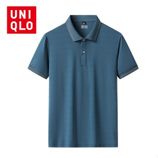 [L-6XL]Uniqlo เสื้อโปโลแขนสั้นลําลอง ผ้าเรยอน คอปก สไตล์นักธุรกิจ แฟชั่นฤดูร้อน สําหรับผู้ชาย 2023