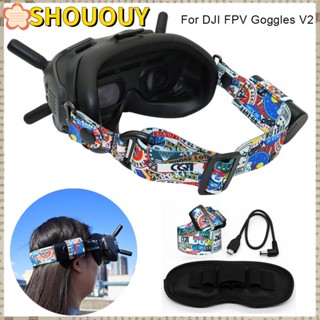 Shououy สายรัดศีรษะ พร้อมรูแบตเตอรี่ ปรับได้ สําหรับ DJI FPV Goggles V2