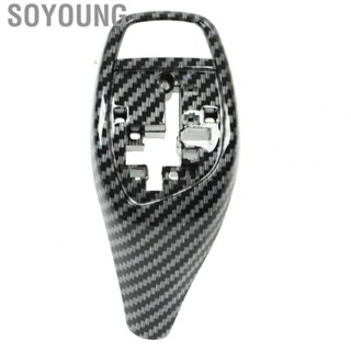 Soyoung Car Gear Shift Knob Trim  Carbon Fiber Style Good Toughness Gear Shift Knob Cover Trim Colorfast  for Left Hand Drive Vehicle