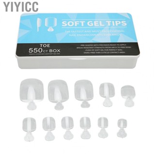 Yiyicc Toe Nail Tips  Multi Sizes Transparent 550pcs Artificial False Toenail Tips Ultrathin with Storage Box for Home