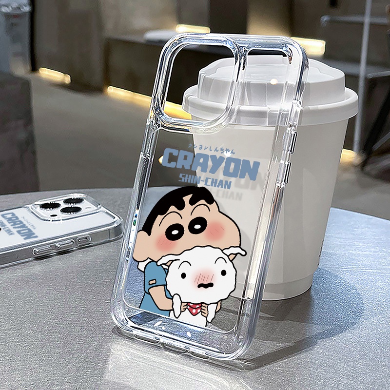 เคสโทรศัพท์มือถือแบบนิ่ม ใส กันกระแทก ลายการ์ตูนชินจังน่ารัก สําหรับ Iphone 11 12 13 14 Pro MAX Iphone 7 8 Plus 14 Plus XR X XS MAX SE 2020