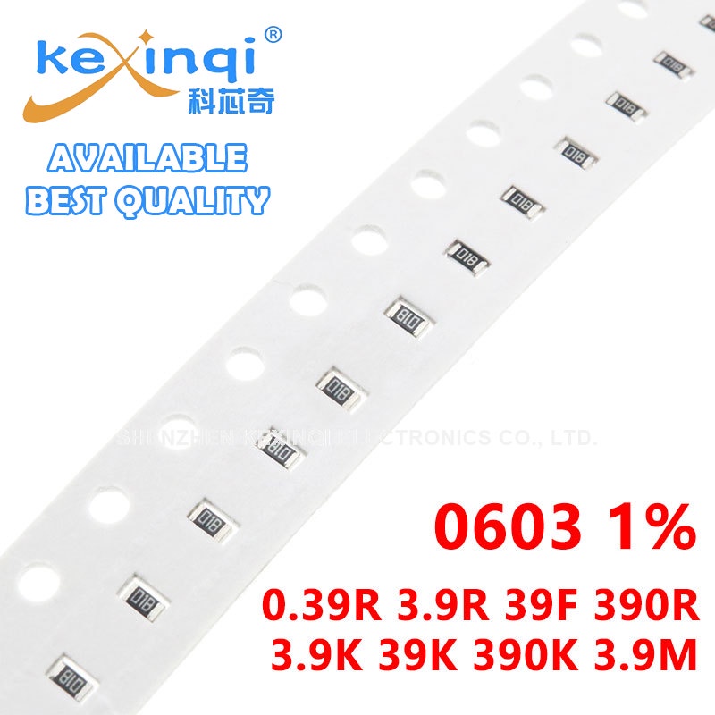 100 ชิ้น/ล็อต SMD 0603 ตัวต้านทาน 1% 1/10W ความต้านทาน 0R โอห์ม 0.39R 3.9R 39F 390R 3.9K 39K 390K 3.