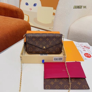 Pochette กระเป๋าสะพายไหล่ ทรงซองจดหมาย ลายดอกไม้ พร้อมกล่อง สําหรับผู้หญิง M61276 LL777777