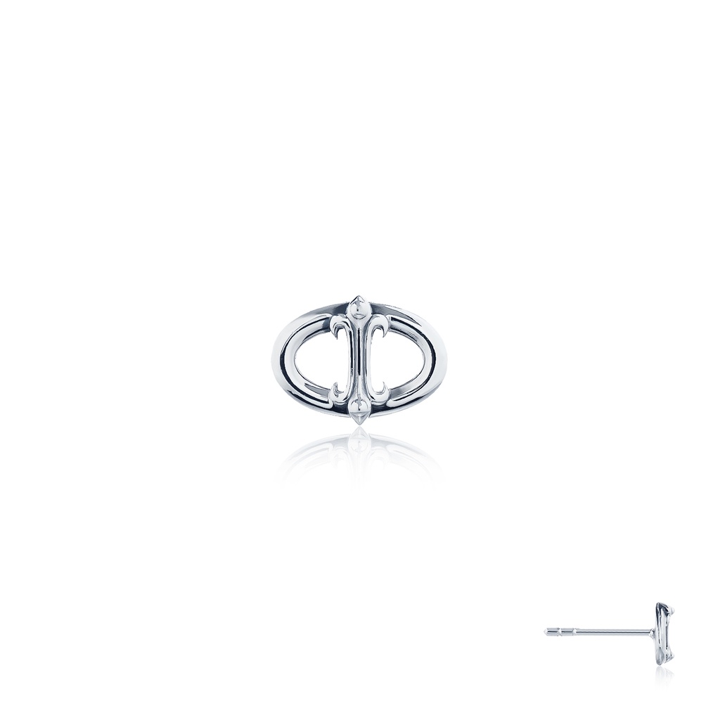 the Sanction Chain Earring stud - ต่างหูเงินแท้ 925 แกะมือขัดเงาพิเศษ พร้อมลงดำขับลาย**จำหน่ายเป็นข้าง