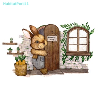 Habitatport ใหม่ สติกเกอร์ ลายการ์ตูนกระต่าย 3D สําหรับติดตกแต่งผนังบ้าน ห้องนอนเด็ก