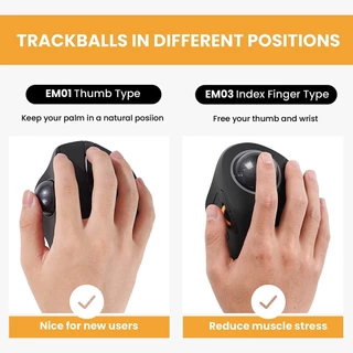 Jomaa EM03 ไร้สาย BluetoothTrackball เมาส์ชาร์จ Ergonomic RGB Backlit Rollerball เม้าส์สําหรับ Windows Mac iPad