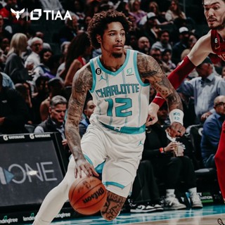 เสื้อกีฬาแขนสั้น ลายทีม Charlotte Hornet 22-23 Season No.12 Kelly Oubre Jr. เสื้อกีฬาบาสเก็ตบอล แขนกุด สําหรับผู้ชาย