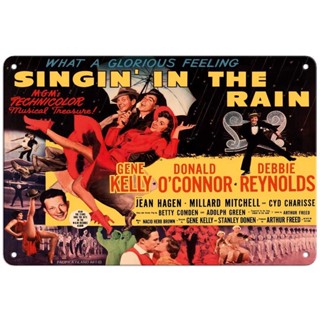 Singin in The Rain Starring Gene Kelly, Donald OConnor, and Debbie Reynolds โปสเตอร์ภาพยนตร์ วินเทจ โลหะดีบุก c.1952-8in x 12in