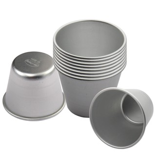 10pcs Reusable Round Individual Aluminium Easy To Clean Kitchen Tools Non Stick Baking Cups Tartlets Pans Pudding Moulds