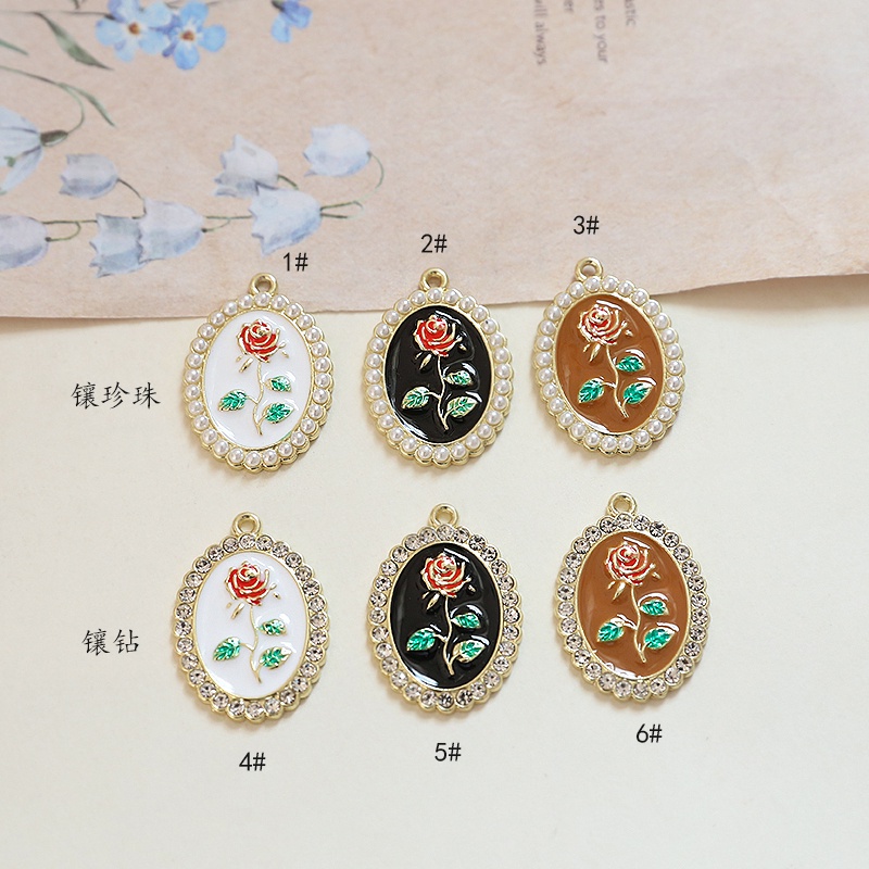 วินเทจลมกุหลาบประดับเพชรไข่มุกโลหะผสมรูปไข่จี้ diy รูปที่ 2