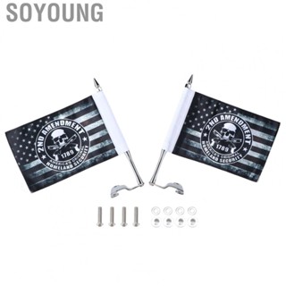 Soyoung Trunk Lid Flagpole Mount Kit  Fashionable 25cm Motorcycle American Flagpole Aluminum with Homeland Security Flag for Modification