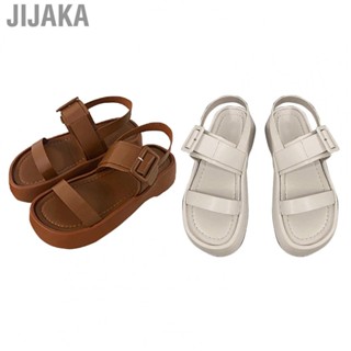 Jijaka Women Summer Sandals  Thick Soled Soft PU Open Toe Summer Sandal One Band Ankle Strap  for Outdoors