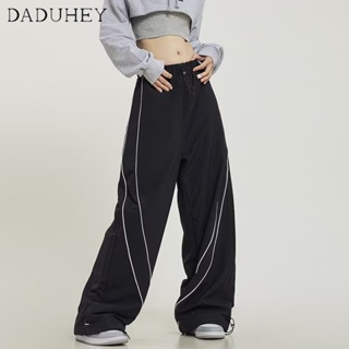 DaDuHey🎈 High Waist Cargo Pants Womens 2023 New Hip Hop Multi-Pocket Casual Loose Design Wide Leg Mopping Fashion Pants