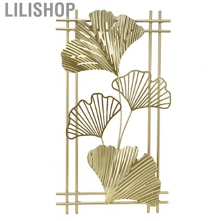 Lilishop Gold Metal Wall Decor Golden Leaf Wall Hanging Decor Art Sculpture With Frame HG