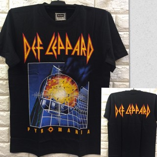 หยิน1  เสื้อยืดแขนสั้น พิมพ์ลาย Rock Band Def Leppard สีดํา