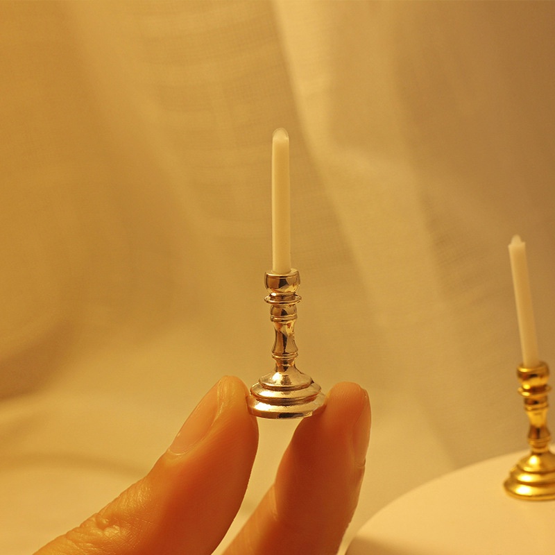 Fireflower 1 คู่ 1:12 Dollhouse Miniature ผู้ถือ Candelabra รุ่นตกแต่งบ้านตุ๊กตา House อุปกรณ์เสริม