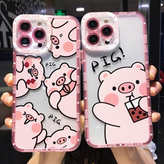 เคสโทรศัพท์มือถือแบบนิ่ม TPU ใส ลายการ์ตูนหมู สําหรับ Xiaomi Redmi Note 12 Pro Plus 10 9 11 9S 10S 11S Pro Mi 12 11T 13 Lite Poco F5 X5 X4 X3 Pro