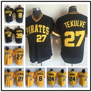 เสื้อกีฬาเบสบอล ปักลาย Pittsburgh Pirates Jersey สไตล์เรโทร