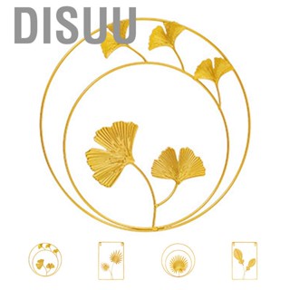 Disuu Decorative Wall Hanging Decor Round Golden Light Luxury Leaf Wall Ornament for Home