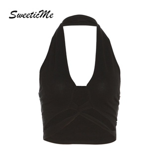 Sweeticme ใหม่ เสื้อกล้ามเซ็กซี่ เข้ารูป สีพื้น แฟชั่นสําหรับสตรี 2023