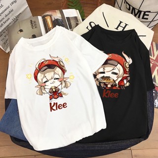 ผ้าฝ้ายแท้ Genshin Impact น่ารักมากๆ Klee น่ารักเกมเสื้อยืด.เสื้อขาวเสื้อผู้หญิงเสื้อผ้าแฟชั่นผู้หญิง น่ารักมากๆ