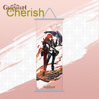 โปสเตอร์ภาพวาดการ์ตูนอนิเมะ Cherish Genshin Impact สไตล์วินเทจ สําหรับแขวนตกแต่งผนังบ้าน ห้องนั่งเล่น