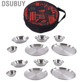 Dsubuy 12pcs Camping Dinnerware Set Stainless Steel Plates Bowls With Sto