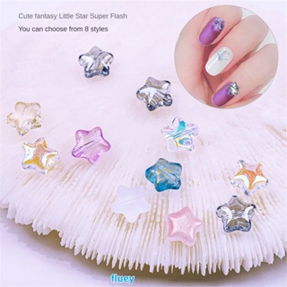 ย้อนหลัง ตกแต่งเล็บ ทำเล็บ Lz Jewelry New Jelly Ice Transparent Color Five-pointed Star Cute Little Star Dreamy Candy Color Gilt 10 Pieces