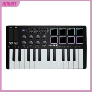 Ni Midi คีย์บอร์ดควบคุม 25 คีย์ แบบพกพา ขนาดเล็ก Rgb Backlit Trigger Pads แบตเตอรี่