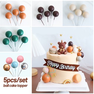 5 ชิ้น / เซต ที่มีสีสัน บอลเค้ก Topper ทอง เงิน ชมพู ฟ้า วินเทจ กาแฟ สีเขียว โมแรนดี้ บอล DIY ตกแต่งเค้ก สําหรับงานแต่งงาน งานเลี้ยงวันเกิด ความต้องการ