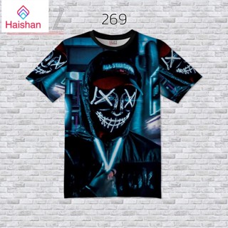 haishan [S-4XL] เสื้อยืดแฟชั่น พิมพ์ลาย หน้า-หลัง ใส่ได้ทั้ง ชาย หญิง สาวอวบ อ้วน บิ๊กไซส์ BUZZ-269