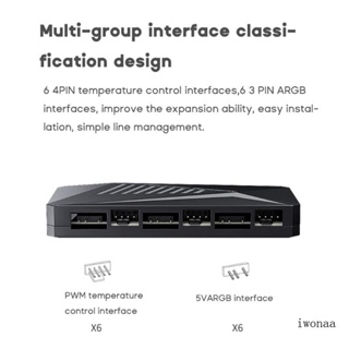 Iwo 2 in 1 ฮับพัดลมควบคุม ARGB และ PWM 5V 3Pin 4Pin 1 เป็น 12 พอร์ต