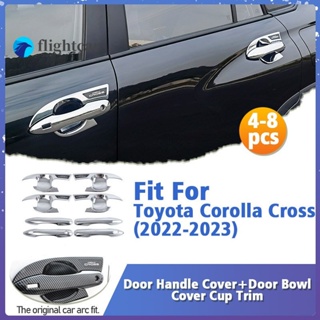 สติกเกอร์คาร์บอนไฟเบอร์ ABS ติดมือจับประตูรถยนต์ สําหรับ Toyota Corolla Cross 2021 2022 2023 4 ชิ้น