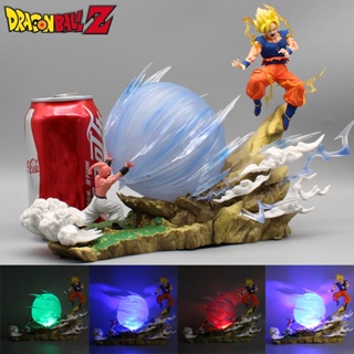 ฟิกเกอร์ Pvc อนิเมะ Dragon Ball Z Majin Buu Vs Son Goku ขนาด 22 ซม. พร้อมไฟ Led ของเล่นสําหรับเด็ก