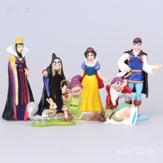 [พร้อมส่ง] โมเดลตุ๊กตาฟิกเกอร์ Snow White and the Dwarf 8 Figures Witch Prince Queen 7IKY