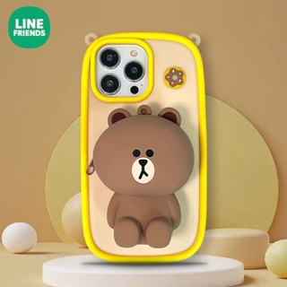 เคสโทรศัพท์มือถือ ซิลิโคน ลายหมีบราวน์น่ารัก พร้อมกระเป๋าใส่เหรียญ สําหรับ Apple Iphone 14 13promax 12 11