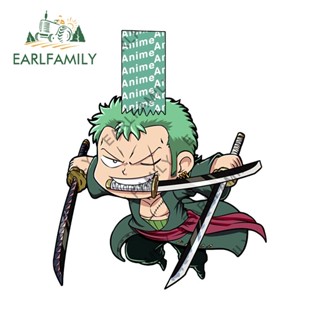 Earlfamily สติกเกอร์ฉลาก ลายการ์ตูนอนิเมะ One Piece Zoro Impact 13 ซม. แฟชั่น สําหรับติดตกแต่งรถยนต์