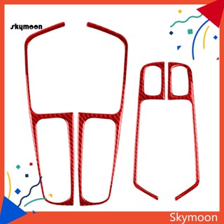 Skym* สติกเกอร์คาร์บอนไฟเบอร์ ทนความร้อน น้ําหนักเบา สีแดง สําหรับตกแต่งแผงสวิตช์ประตู หน้าต่าง Porsche Macan 2014-2021 4 ชิ้น