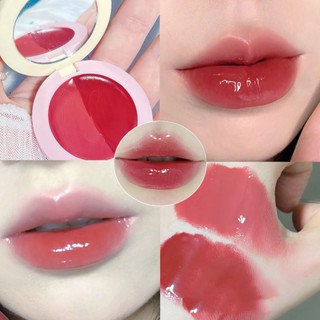 【พร้อมส่ง】Cappuvini ลิปเจลลี่ สองสี กระจกน้ํา เคลือบริมฝีปาก โคลนแก้ว พร้อมกระจก และแปรงทาปาก