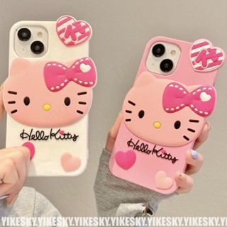 เคสโทรศัพท์มือถือ ซิลิโคนนิ่ม กันกระแทก ลายแมว KT น่ารัก สามมิติ สําหรับ Iphone 14pro max 13 12 11 14 13 12 11 13promax